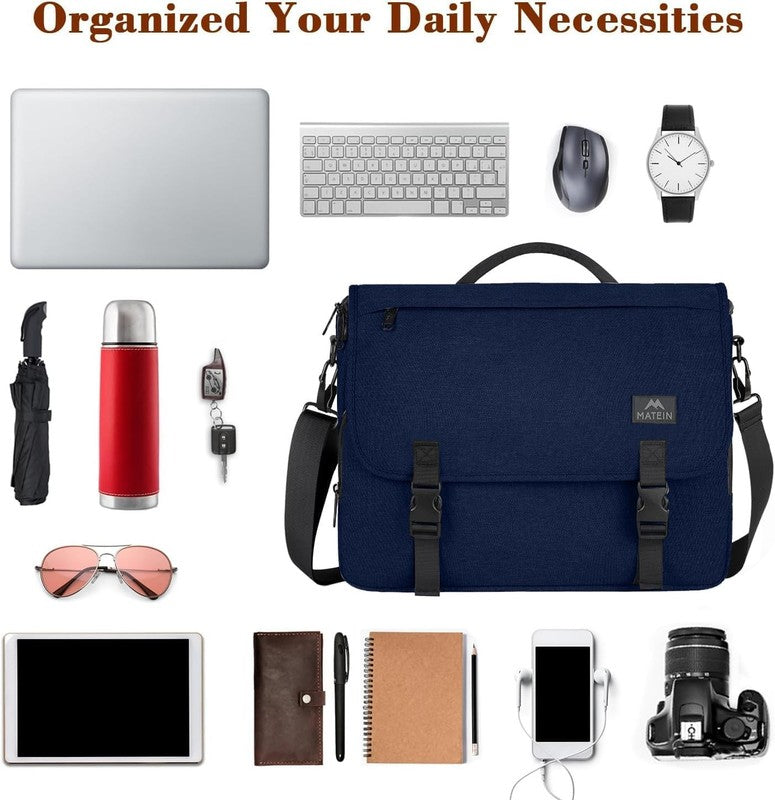 Messenger Bag Men 15.6 Inch Laptop Water Resistant Crossbody Satchel Blue7