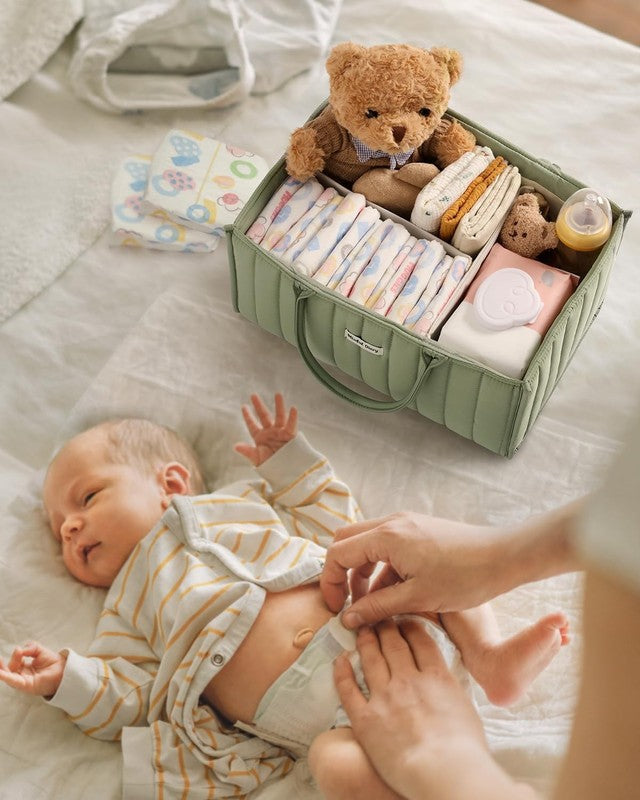 Baby Diaper Caddy Organizer Storage Basket Newborn Essentials Sage5