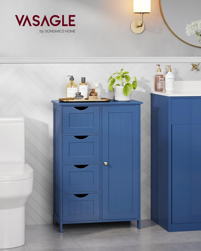 Floor Storage Cabinet Drawer Door Adjustable Shelf Bijou Blue Organizer1