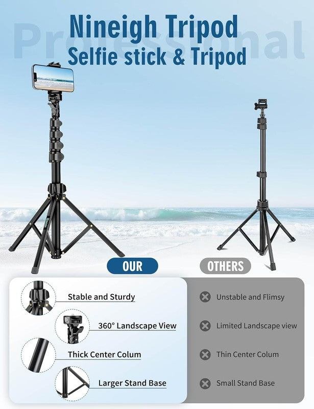 85'' Cell Phone Tripod w/ Gooseneck, Remote, Aluminum Stand Phone Android6