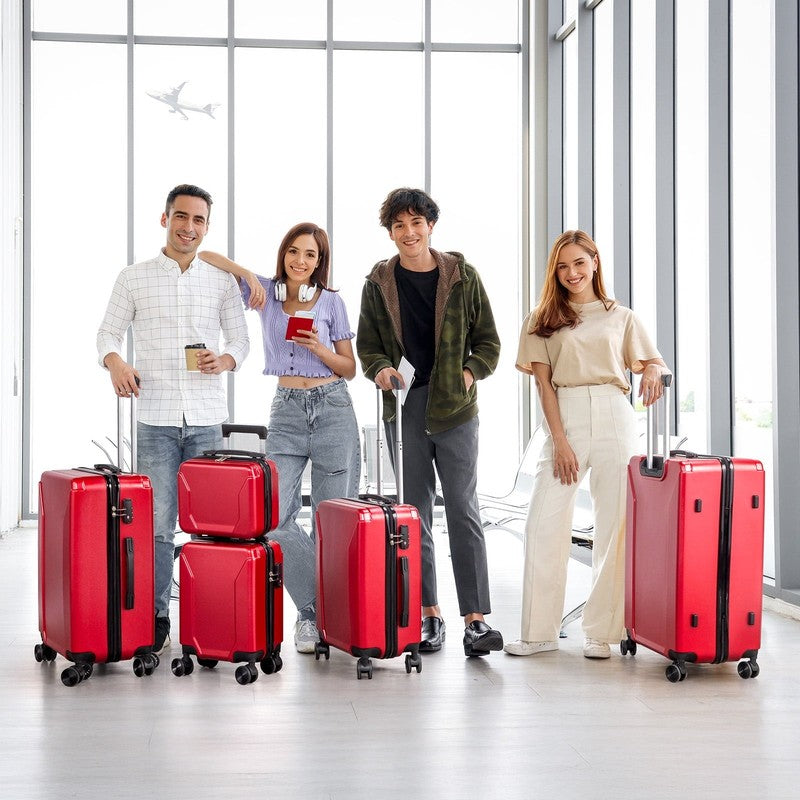 5 Piece Luggage Set with 8 Packing Cubes, Hard Shell Suitcase Set with Spinner W6