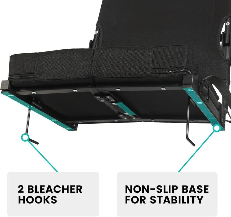 Portable Stadium Seat w/ Back Support Wide Padded Folding Chair Black7