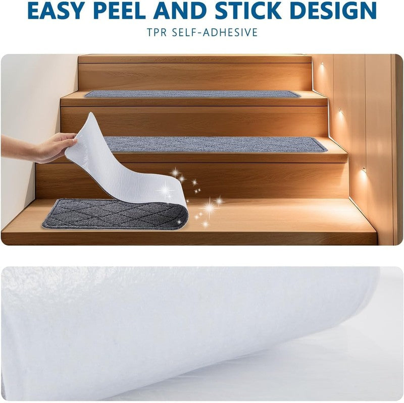 Stair Treads for Wooden Steps Indoor, 15 Pack 8" X 30" Non Slip Carpet Stair Tre3