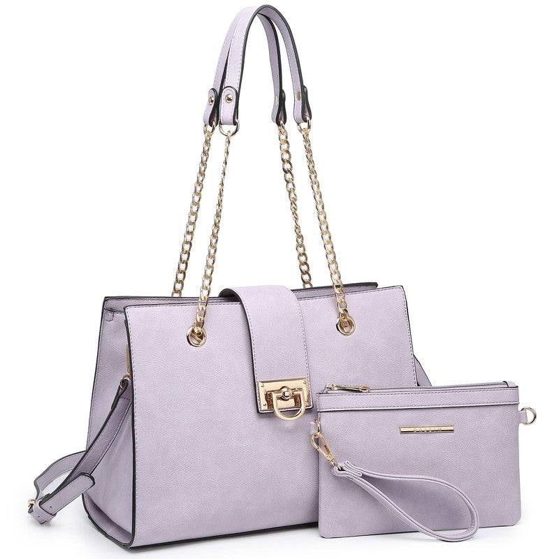 Women Hobo Bag Vegan Leather Tote Chain Shoulder Satchel Bag with Clutch1