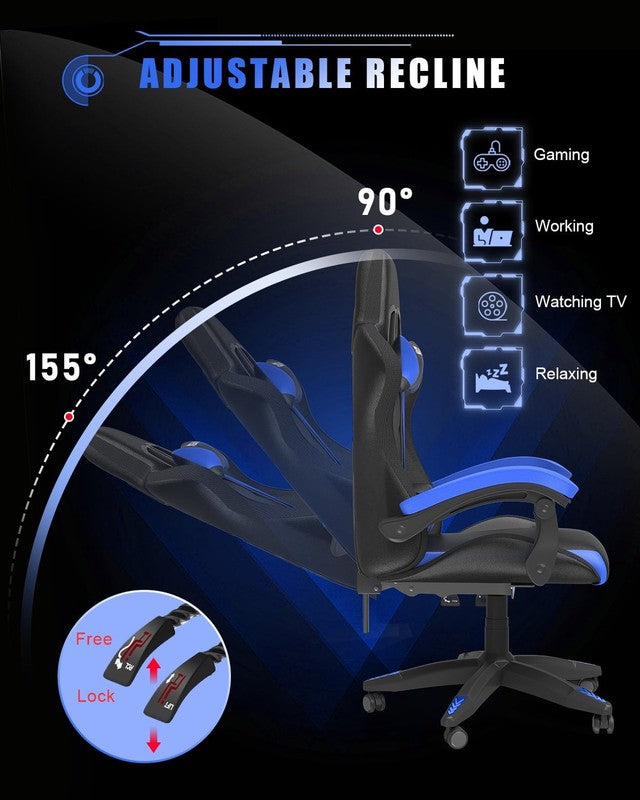 Gaming Chair with LED Lights, Computer Chair with Lumbar Support, Ergonomic High3