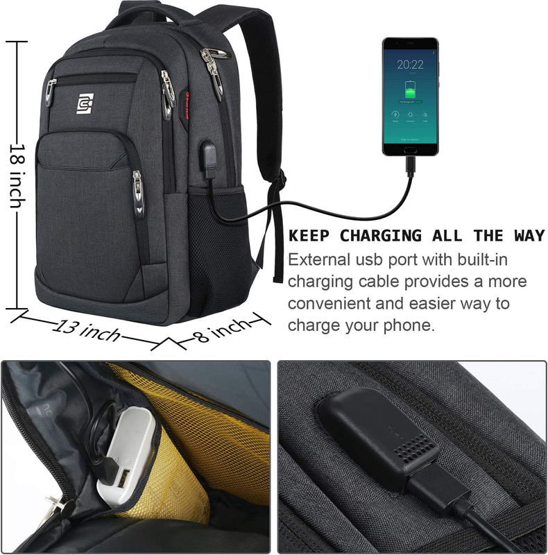 Laptop Backpack,Business Travel anti Theft Slim Durable Laptops Backpack with US2