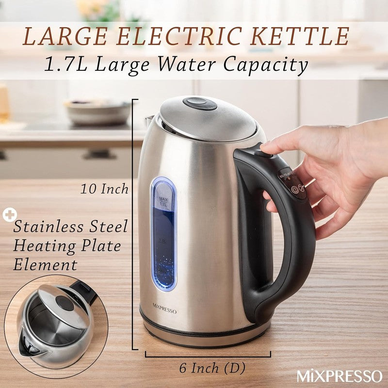 Electric Kettle 1.7L 1500W Stainless Steel Cordless Temp Control Keep Warm1
