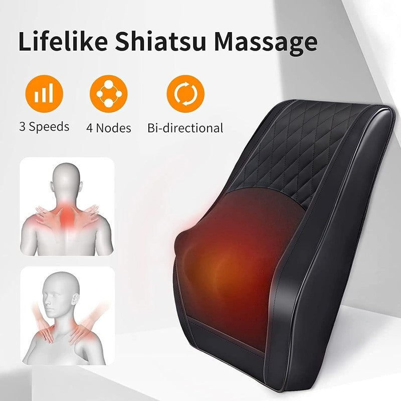 Back Massager with Heat, 3D Kneading Massage Pillow for Back, Neck, Shoulder, Le3