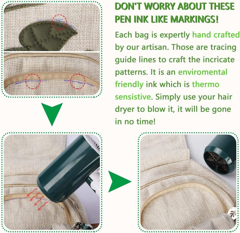 Women Convertible Sling Bag Canvas Mini Backpack Artisan Handcrafted Green Marsh5