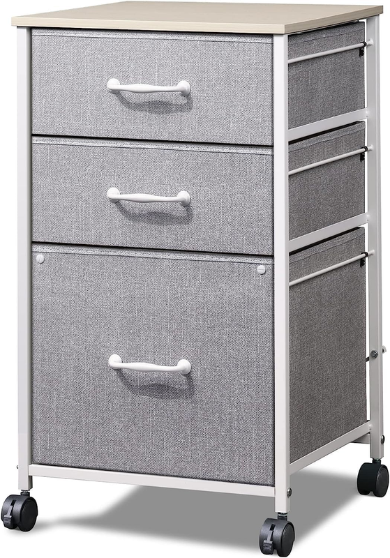 Mobile File Cabinet, Rolling Printer Stand with 3 Drawers, Fabric Vertical Filin0