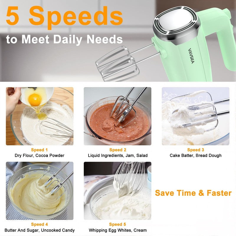 Electric Hand Mixer with 32 Attachments, Includes 2 Whisk, 2 Dough Hooks, 2 Beat4