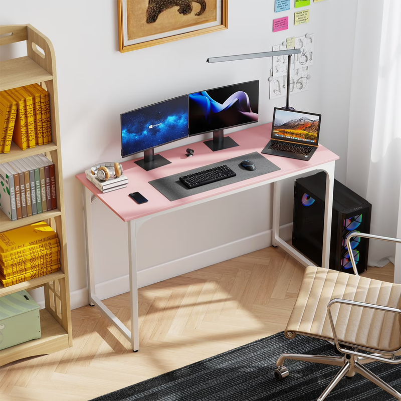 47" Pink Computer Desk with Metal Frame & Adjustable Feet Office Desk10