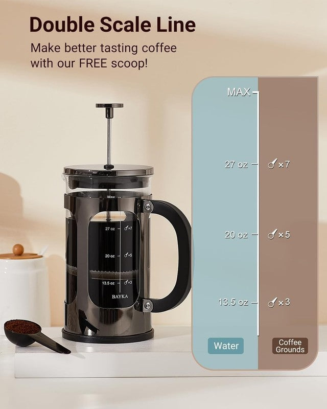 French Press Coffee Maker 34Oz 4 Level Filtration Stainless Steel Dark Pewter6