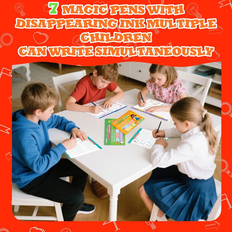 Magic Grooved Writing Practice for Kids Ages 3 8, Reusable Grooved Handwriting W6
