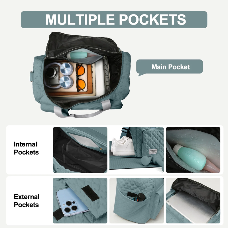 Travel Duffle Bag for Women Men, Weekender Overnight Bags Carry on Gym Bag with3