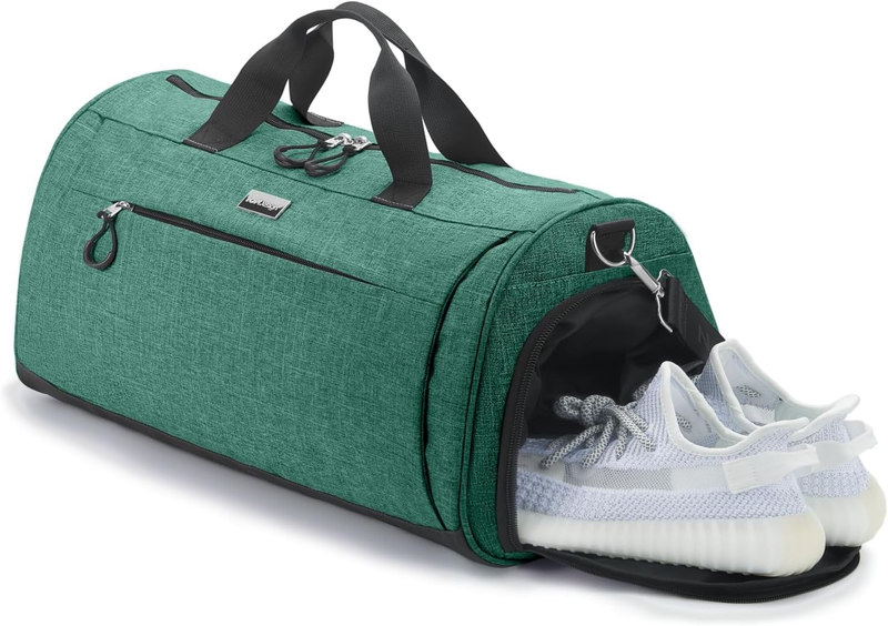 Gym Bag Unisex Duffel Shoe Compartment Wet Pocket Travel Sports Textured Green M10