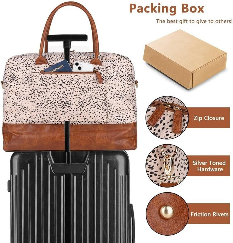 Canvas Weekender Duffle Bag Women Carry On w/ Shoe Compartment Toiletry2