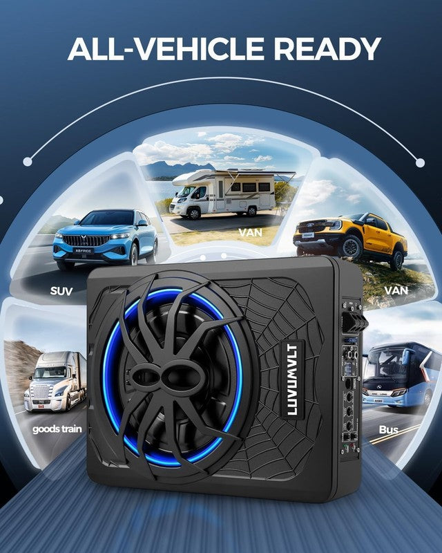 1200W 10" Slim Car Subwoofer with Built-In Amp & LED Light Package6