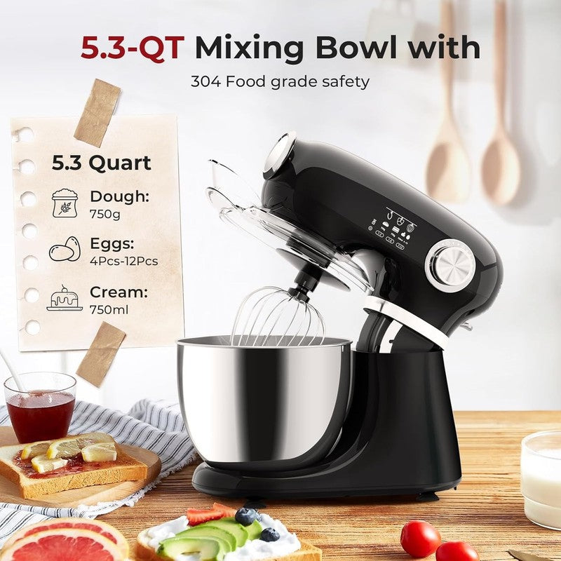 12 Speed Stand Mixer Tilt Head 5.3QT Stainless Steel Bowl Black Baking Mixer1