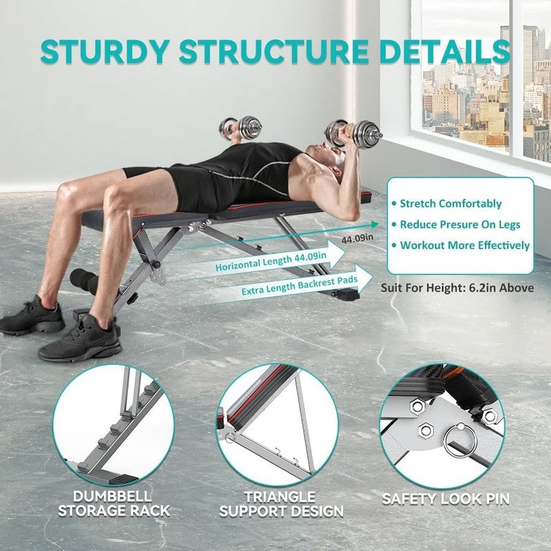 Adjustable Foldable Weight Bench 660LBS Home Gym Workout & Bench Press4