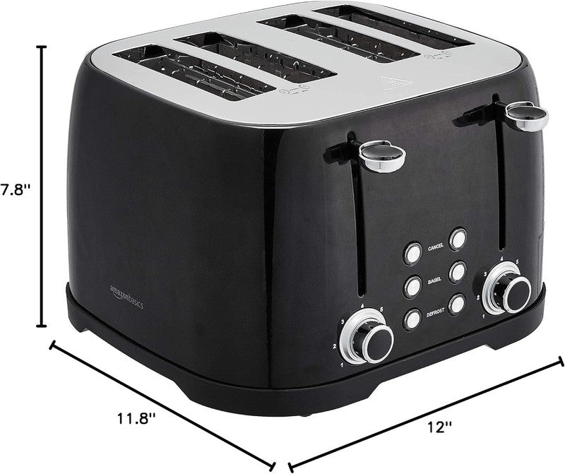 4 Slice Toaster Black   6 Browning Settings, Bagel, Defrost, Cancel, 1600W5