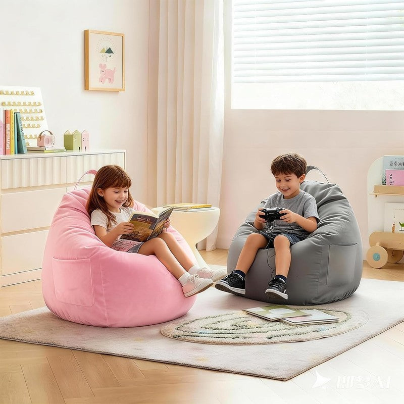 Kids Bean Bag Chair Bed Convertible Beanbag Sofa Bed Corduroy Pink1