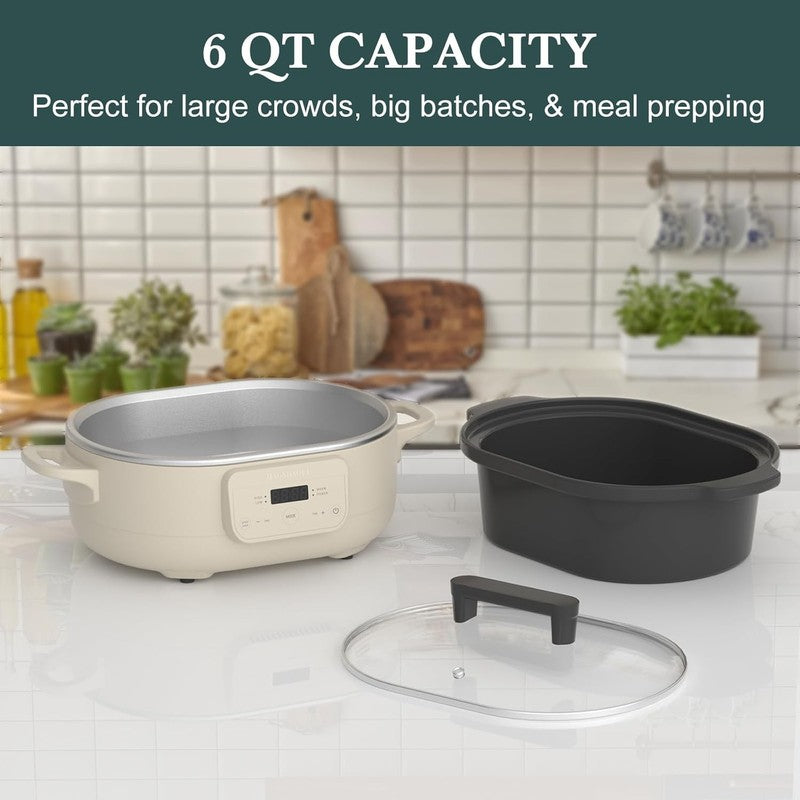 6QT Programmable Slow Cooker w/ Nonstick Pot Keep Warm Oatmeal3