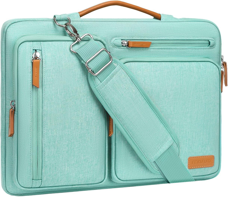 15.6 Inch Laptop Shoulder Bag 360 Protective Messenger 4 Zipper Pockets0