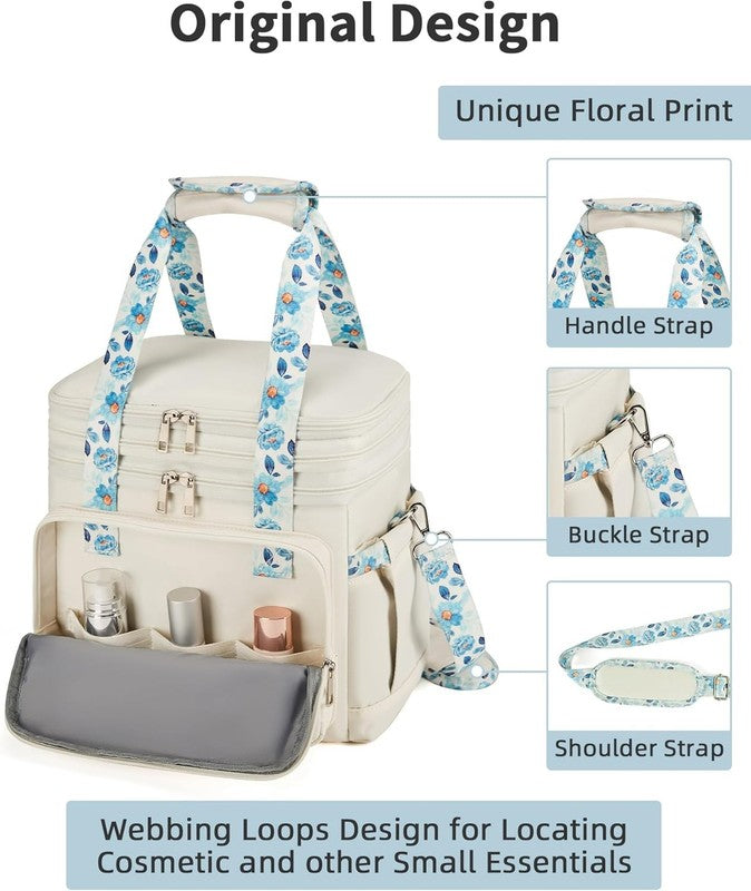 Double Deck Expandable Insulated Lunch Bag Beige Women3