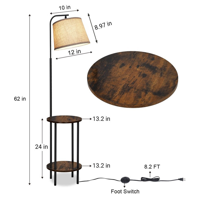 62" Rustic Farmhouse Wooden Floor Lamp with Table, Brown Lamp for Living Room7