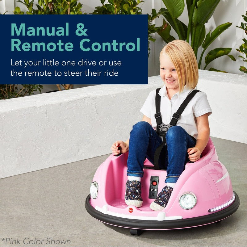 Red 6V Kids Ride On Bumper Car Remote 360 Spin Harness Lights3