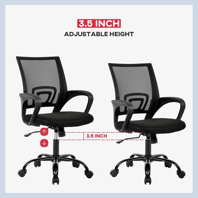 Ergonomic Mesh Office Chair with Lumbar Support   Adjustable & Swivel (Black)3
