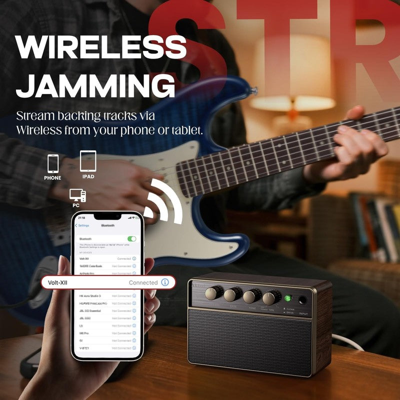 10W Portable Rechargeable Mini Guitar Amp Wireless Audio USB C Black3