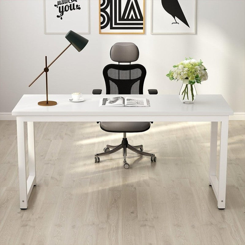 55" Computer Desk Large Office Study Writing Desk White Home Office3