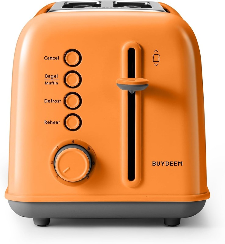 Retro 2 Slice Toaster Extra Wide Slots Stainless Steel 7 Shade Muffin Orange1