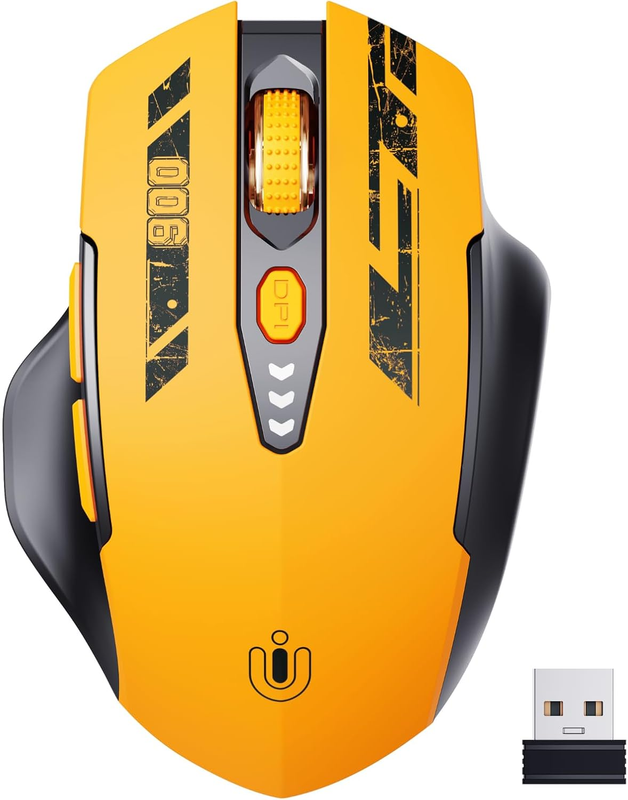 Wireless Rechargeable Mouse 2.4GHz Ergonomic 4 DPI Levels Yellow7
