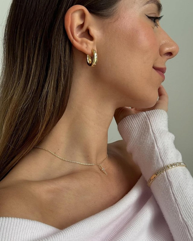 14K Gold Plated Sterling Silver Chunky Hoop Earrings for Women, Lightweight3