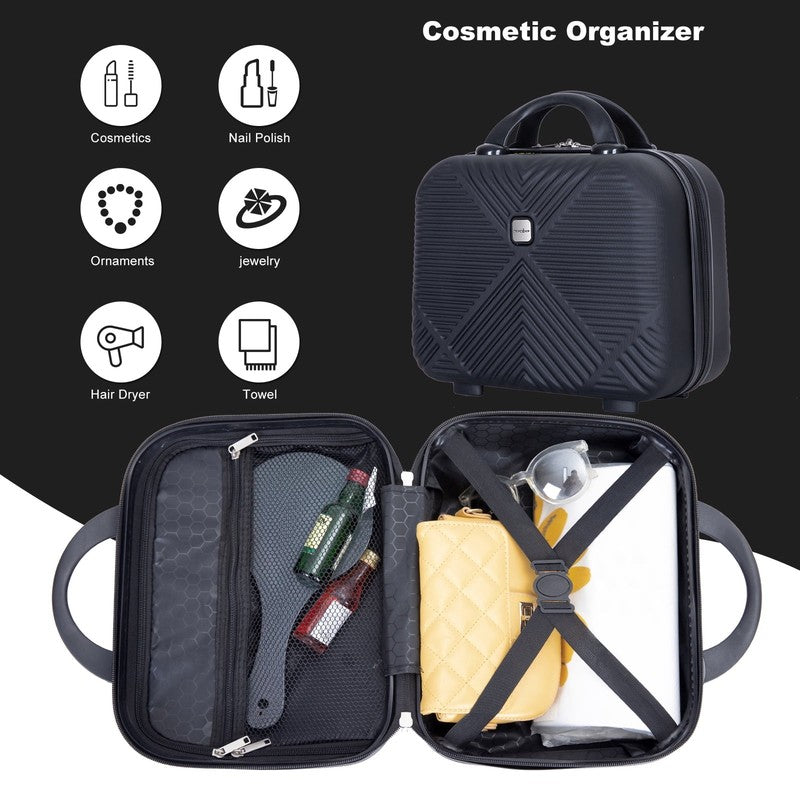 2 Piece Luggage Set Hardside Spinner Wheels Lightweight Carry On Suitcase Black6
