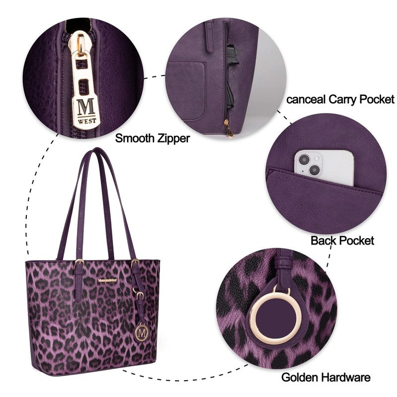 Purses for Women Tote Bag 3Pcs Set Leopard Print Satchel Handbags2