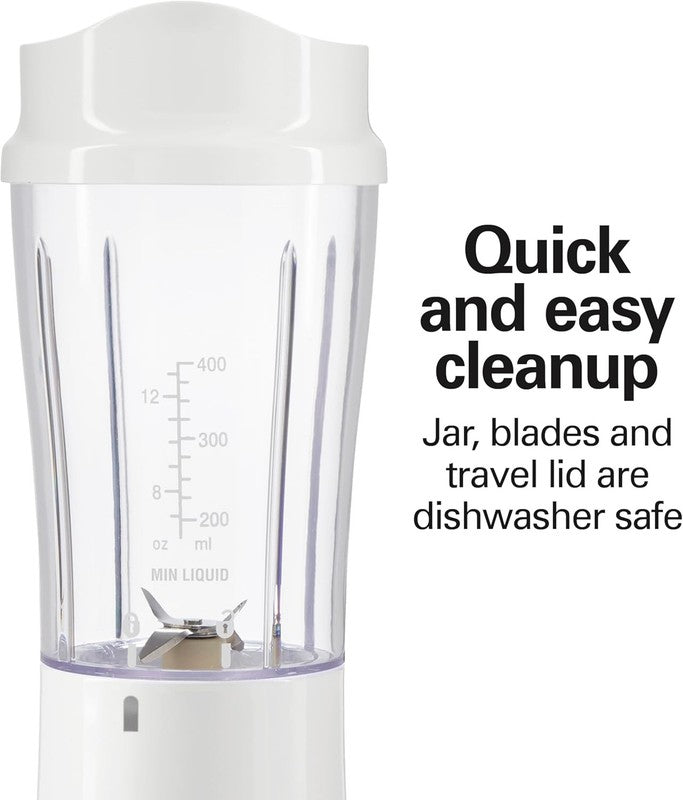Portable Blender 14Oz BPA Free Cup & Lid, Stainless Steel Blades, White 51101V3