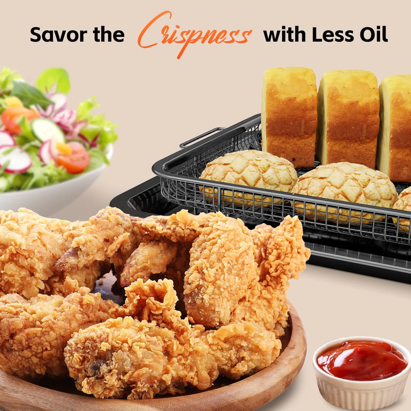 2 Set XL Air Fryer Basket for Oven Tray Crisper Pan Stainless Steel 30PCS4