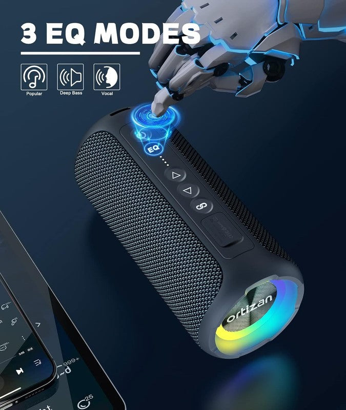 30W Bluetooth Speaker, IPX7 Waterproof, Deep Bass, LED Light, Navy, Portable3