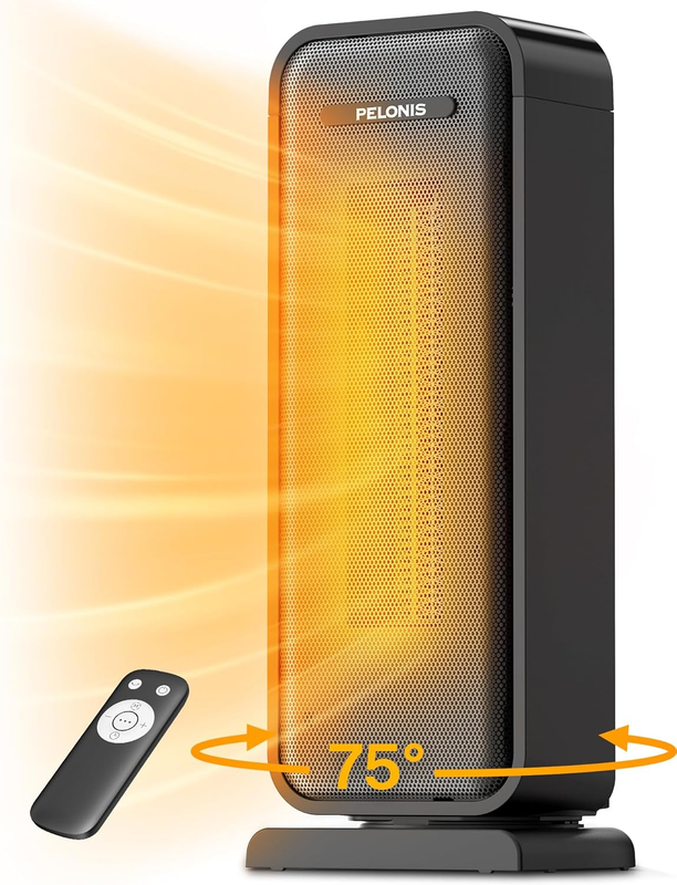 1500W Electric Space Heater for Indoor Use with Thermostat, Oscillation and Remo7