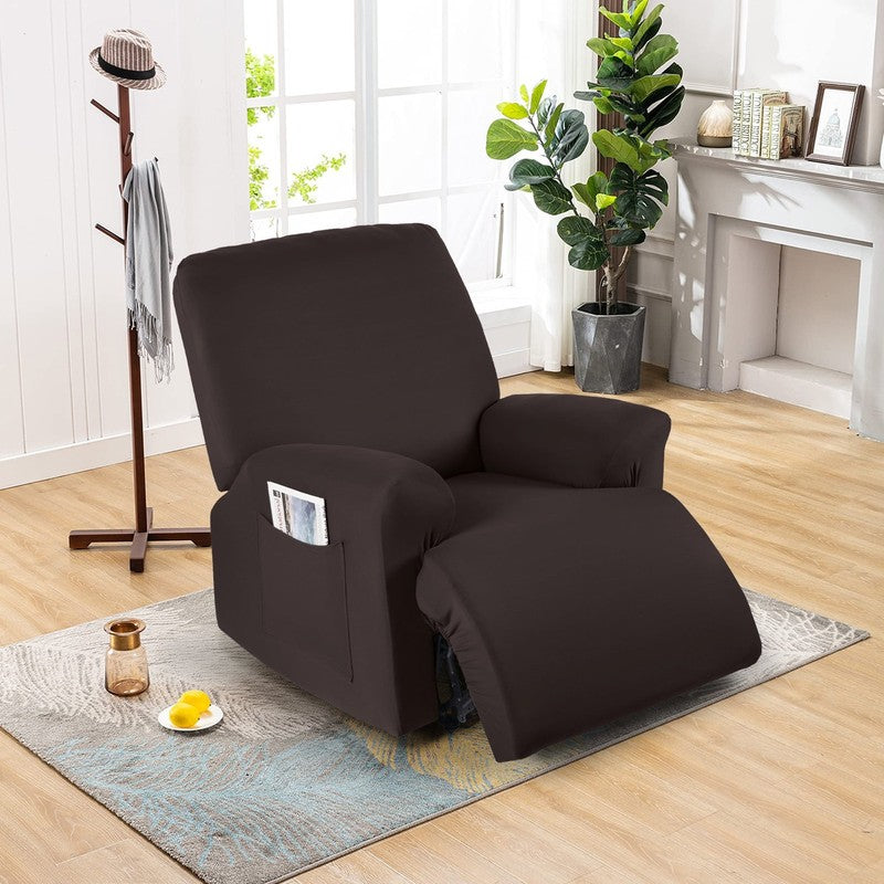 Recliner Chair Slipcover Stretch Cover with Pockets Furniture Protector, Coffee5
