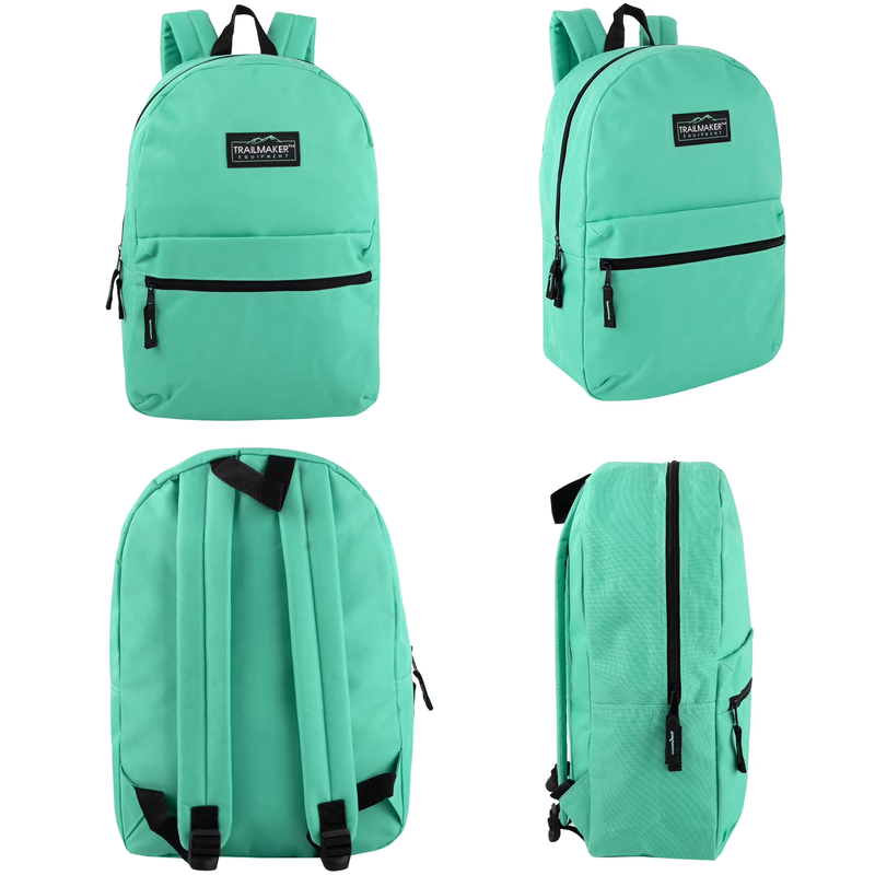 17" Solid Color Backpack Mint Green Work Office Travel Bag4