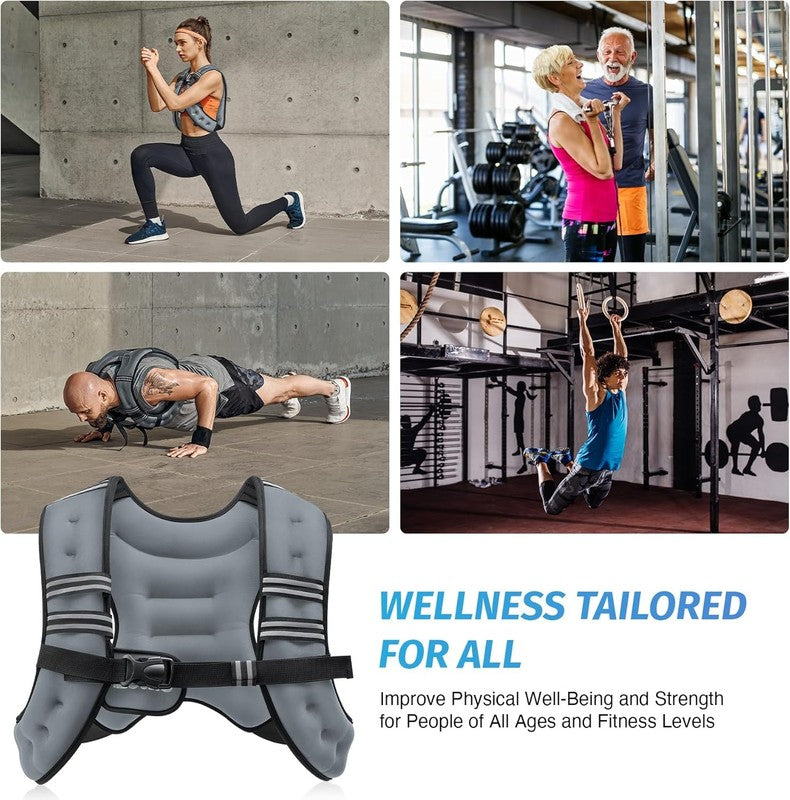 Weighted Vest 12Lb Reflective Stripe Workout Strength Training Fitness Grey5