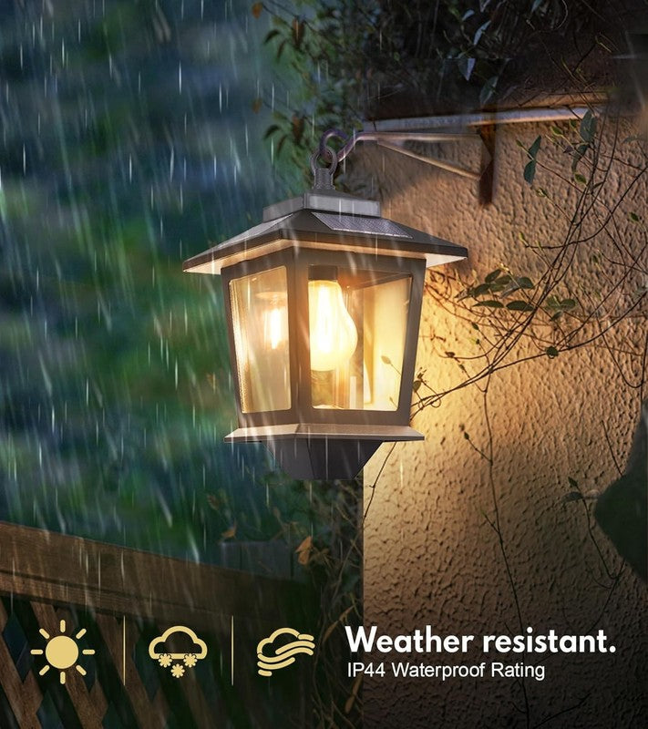 Solar Wall Lanterns 2 Pack   Dusk to Dawn Outdoor LED Sconces with Hooks3