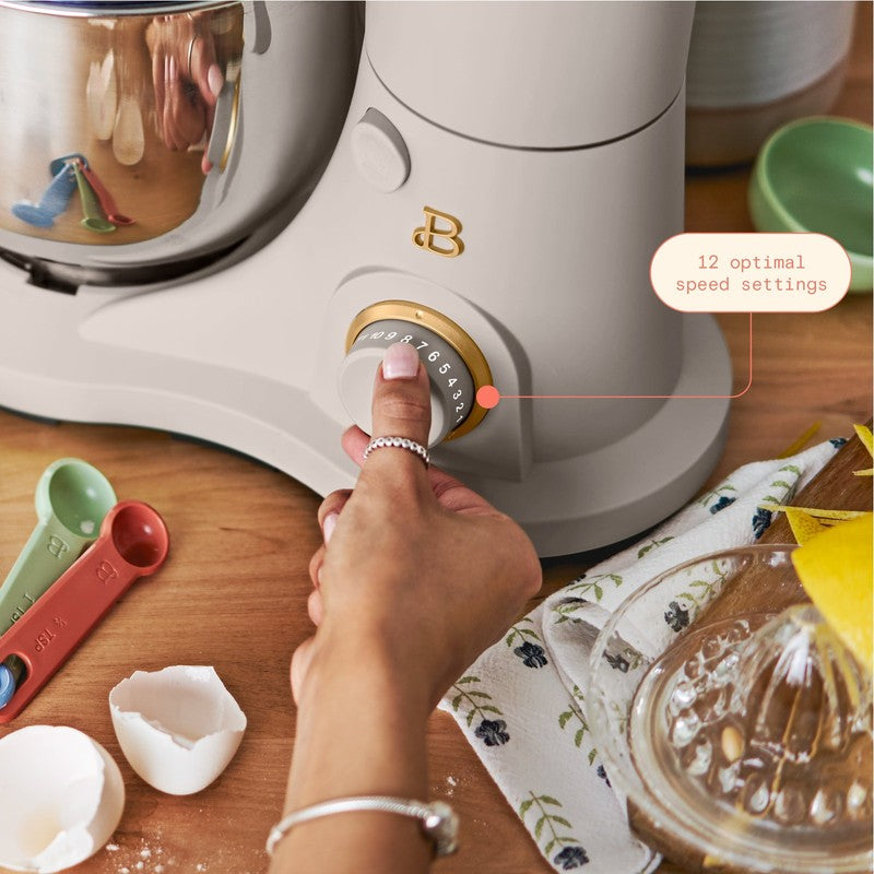 3.5 Qt Stand Mixer Porcini Taupe w/ Flat Beater Dough Hook & Whisk4