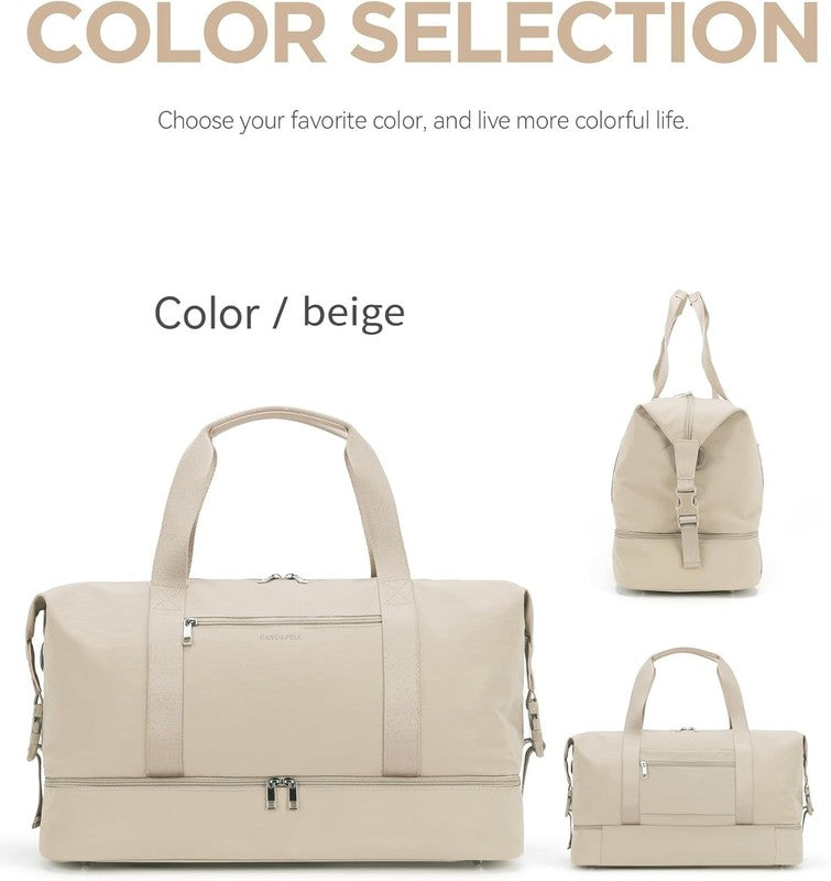 21in Women Weekender Duffle Bag 2Pc Canvas Leather Carry On Shoe Compartment3