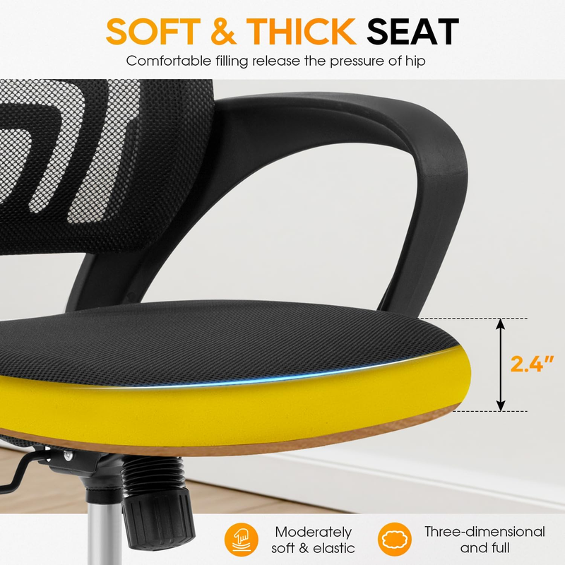| Ergonomic Office Chair | Mid-Back Swivel Desk Chair | Breathable Backrest & Lu2